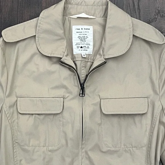 Rag‎ & Bone Trench Dress Womens 10 Khaki Tan Pilot Military Minimalist Full Zip - Picture 4 of 14